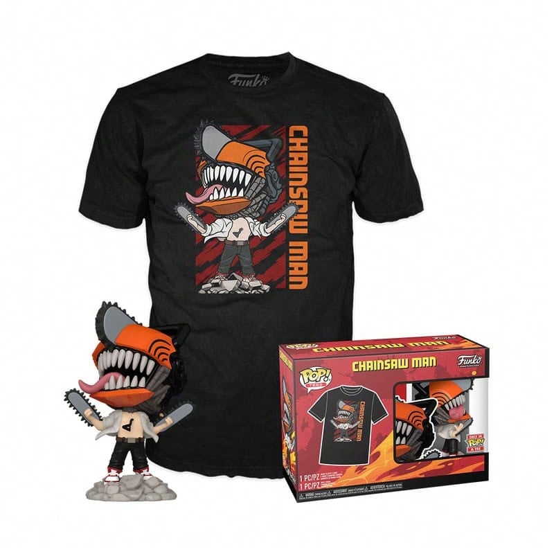 FUNKO Pop! & tee: CSM -  Leaping - Large - T-Shirt, Maglietta - Abbigliamento con personaggio in vinile da collezione - Idea regalo - Giocattoli e maglietta a maniche corte per adulti e uomini - nero - Visualizzare 1