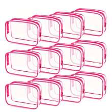 12/6 حقيبة شاطئ صيفية مجموعة أكياس مستحضرات التجميل الشفافة من البي في سي مع سحاب ومقبض، حقيبة سفر محمولة، حقيبة منظمة للرحلات والعطلات، ضروريات السفر، اكسسوارات السفر، حقيبة مستحضرات تجميل مقاومة للماء للسفر للحمام، سعة كبيرة للرجال والنساء