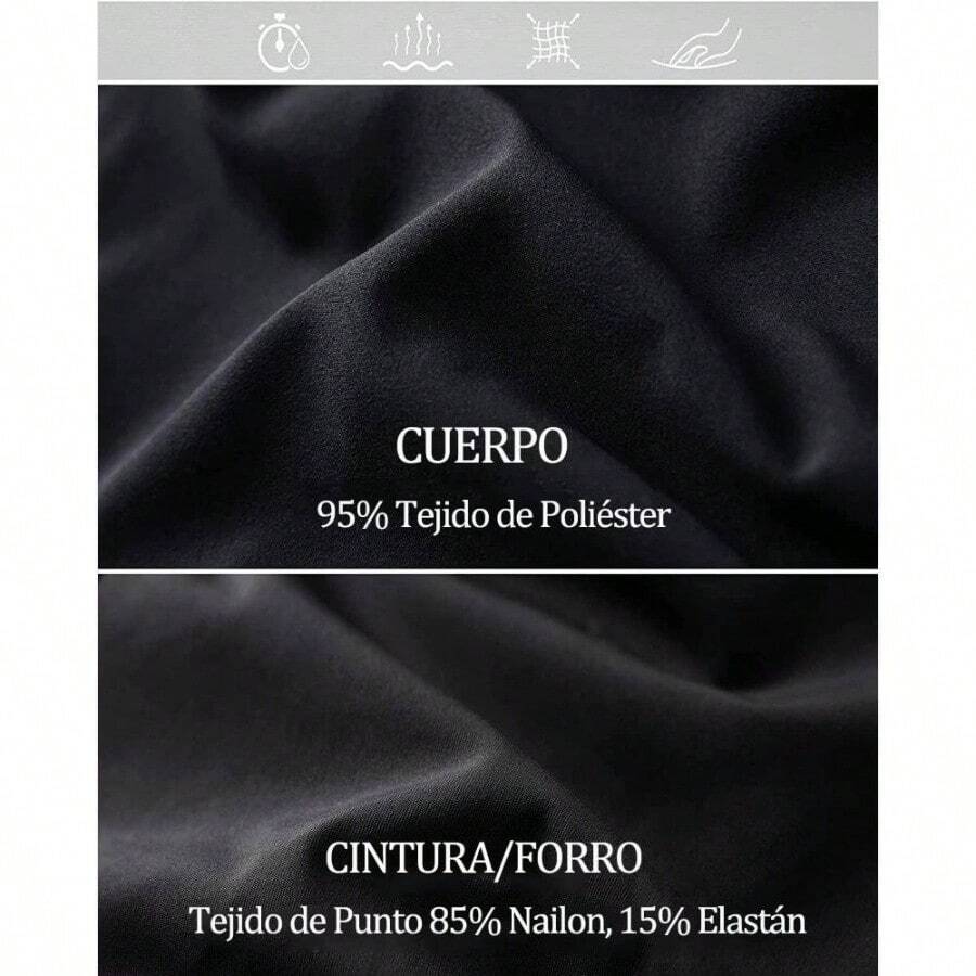 Pptabold Short Deportivo Mujer 2 In 1, Licra para Mujer Corta con Bolsillos, Short para Correr Mujer Casual Playa Biker Gym Running Entrenamiento - Negro + G - Ver 1