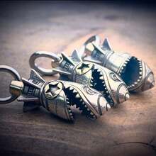 Shark Rocket Metal Keychain - Dual Design Shark And Rocket Fusion, Robust Metallic Keyring Pack