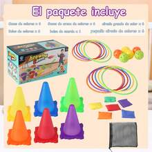 Juego de Carnaval 31 Piezas 3 en 1 para Niños - Conos de Plástico Blando, Bolsas de Frijoles,Juegos de Lanzamiento de Aros - Juego Exterior para Jardín, Fiestas Familiares y de cumpleaños - 1 - Ver 2