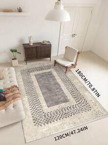 波西米亚风地毯 - 可水洗、防滑、低绒地毯，灰白条纹设计，适用于客厅、卧室、餐厅、办公室和玄关 - 柔软时尚的地板装饰，客厅地毯、圣诞装饰、厨房地毯