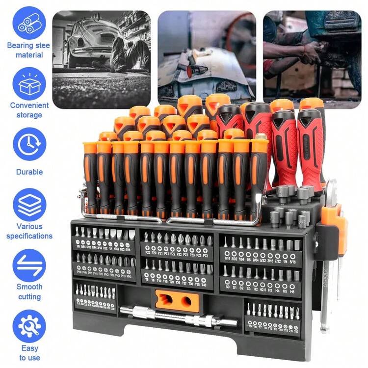 146pcs Magnetic Screwdrivers Set, With Plastic Racking, Slotted, Pozidriv, Torx And Other Head Shapes, Hexagonal Wrench, Widely Used Precision Screwdriver Set. Nice Gifts - Multicolor - View 1