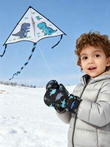 Nuovi guanti da sci per bambini - Tessuto impermeabile e ad asciugatura rapida, imbottitura termica per autunno e inverno, guanti spessi adatti per bambini da 2 a 4 anni, con stampa a cartoni animati