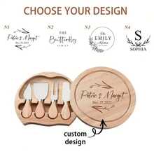 Personalisiertes Bambus Käsebrett Set - Holz Käse, Snack, Obst & Wurst Platte, modern minimalistisch, Käsebrett & Messerset, geeignet für Küche & Wohnzimmer Zuhause