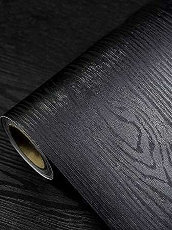 1 rollo de papel tapiz autoadhesivo, papel tapiz autoadhesivo de grano de madera - Papel tapiz autoadhesivo y extraíble, impermeable y removible para salas de estar, cocinas, dormitorios y dormitorios, papel tapiz para renovación de muebles, decoración de pared de estética otoñal, papel tapiz/papel de contacto autoadhesivo con textura de madera negra (disponible en varios estilos) - Adecuado para el engrosamiento y la actualización de superficies, con respiraderos de aire adicionales para reducir la formación de burbujas