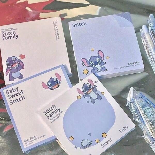 1pc New Cute Stitch Cartoon Sticker Memo, Random Fun Notebook