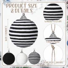 Christmas Hemp Rope Ball Ornaments Set Colorful Christmas Hanging Decorations For Christmas Tree - Black - View 5