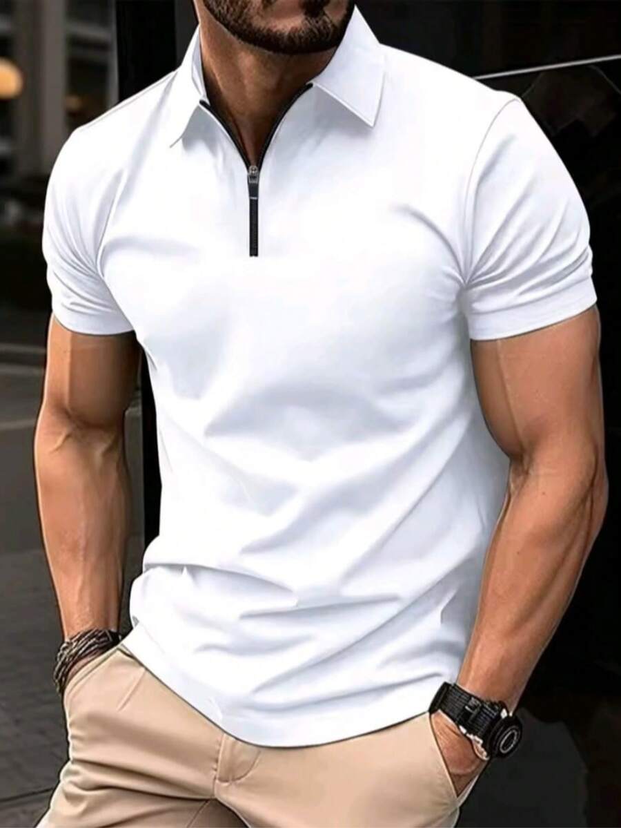 Camiseta Gola Polo Camisa Masculina  Ziper Manga Curta Lançamento.