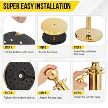 Techigher Velvet Ropes And Stanchion Post, Stanchions Posts With Velvet Rope, Stainless Steel Crowd Control Barriers Set For Crowd Control Barriers, Safety, And Protection - 10 Posts - View 3