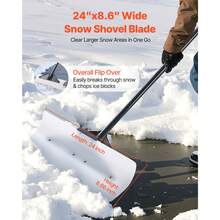 Snow Pusher Shovel, 24 In Wide Outdoor Snowplow Shovel With Ergonomic Grip, HDPE Plastic Blade, Winter Shovels With Segmented Handle, Portable Snow Removal Tool For Driveway Garden Camping - 20-25inch - View 2