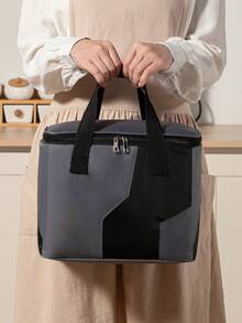 1pc Large Capacity Lightning Insulated Lunch Bag - Oxford Cloth + Aluminum Foil Material, Long-Lasting Thermal Insulation, Thick Handled Lunch Tote Bag For Office Workers, Students, Outdoor Camping Picnic, Unisex Lunch Box For Traveling For Women Portable Waterproof Bag Lunchbox