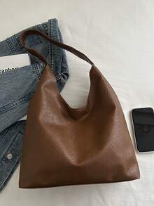 Conjunto de 2 piezas Bolso de gran capacidad casual y retro para mujeres, nueva moda 2026 Bolso versátil y elegante de hombro y tipo cubo - Marrón - Ver 9