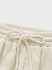 2pcs Casual Solid Color Co-Ord Sets For Women, Autumn Drawstring Tracksuit, Comfortable Sporty Homewear, Fitted & Cute - Aprikot - View 5