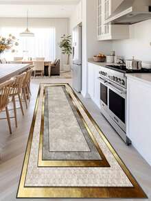 1pc Spring New Solid Color European Luxury Style Hallway Runner Rug, Washable Polyester Long Mat, Home Use Bedside Rug For Living Room Bedroom Entrance, Kitchen Corridor Mat, Gift Included Christmas Decor Kitchen Rug - Multicolor - View 3