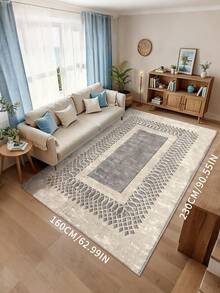 波西米亚风地毯 - 可水洗、防滑、低绒地毯，灰白条纹设计，适用于客厅、卧室、餐厅、办公室和玄关 - 柔软时尚的地板装饰，客厅地毯、圣诞装饰、厨房地毯