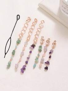 7 piezas de colgantes de piedra natural multicolor con anillos y pasadores con forma de serpiente en espiral, son hermosos y de moda, con pinzas de garra