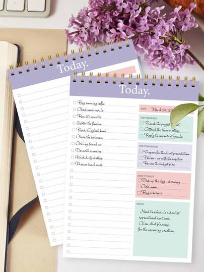 Trees 1pc B5 Size 365 Days Undated To-Do List Planner Notebook, With Checkboxes For Tasks, Priorities And Notes, Desk Calendar, Suitable For Work, Home, School, Office Desk Accessories, Halloween Gift