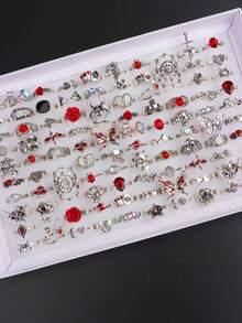 10/20 buc/lot Vintage Punk Gothic Halloween femei bărbați inele fluture păianjen trandafir craniu în formă de inimă stiluri petrecere de vacanță machiaj bal club de noapte bar cadouri pentru prieteni accesorii de purtare zilnică