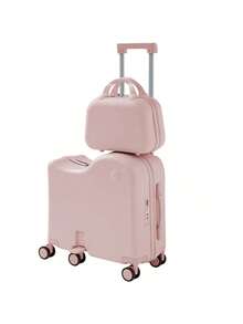 TABU Ride-On Luggage With Portable Bag For Kids & Adults,Hardshell Ride On Suitcase With 360° Universal Wheels, Type-C & USB Interface, Combination Lock And Resistant Material, Pink/Yellow/Black/Blue/Beige - Hồng - Xem 10