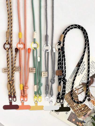 1 件尼龙编织挂绳带登山扣] 尼龙编织挂绳带登山扣，两用配色手机腕带，户外徒步相机钥匙扣防丢斜挎长绳带垫圈 - 便携式配件