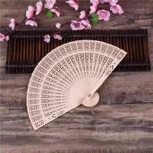 Elegant Handheld Wooden Fan, Traditional Oriental Laser Cut Design For Wedding & Home Decor, Hollow Pattern Decorative Gift And Party Favor (Brown) - 竹扇 - 查看 10