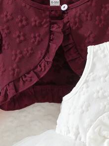 2 Stücke/Set Baby Mädchen Lässig Schneeflocken Muster Strickjacke und Schleife Tüll Kleid Outfit