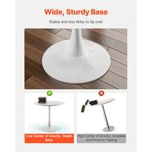 Round Dining Table, 31.5 In Wood Table For 2-4 Person, Modern Circle Furniture, Leisure Coffee Office Tables With Pedestal Base In Tulip Design, For Home Kitchen Living Room, White(Only Table) - White - View 5