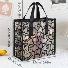 Borsa tote a forma di cuore grande in rete marrone