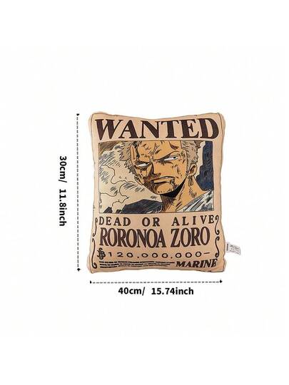 Miniso One Piece Classic Series 16 Inch Roronoa Wanted Poster Throw Pillow, Made Of High Quality Fabric Com Tafel Filling, Perfect Living Room Sofas(1 PC) view 6