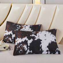 Queen Comforter Set 3 Pieces Cow Print Bedding Set Western Farmhouse Rustic Bed Comforter Set Black White Brown Cowhide Quilt Set - BlackandBrown - View 7