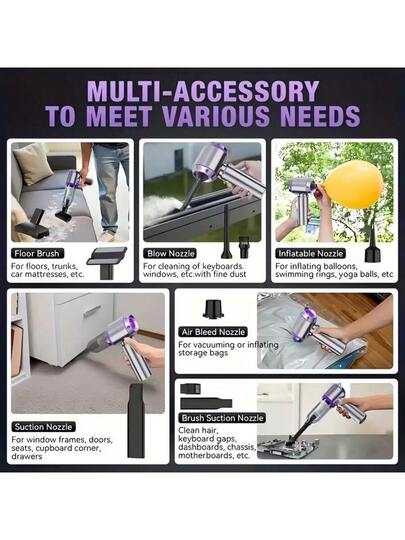 Car Ho hold Stofzuiger Cleaner Portable Wireless 20000PA High Power Mini In Compressed Air Dust Collector, Hair Dryer Pump held Brushless Motor Cars, Homes, Offices, Camping view 8