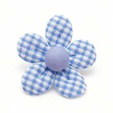 20pcs Handmade Fabric Flower Appliqués (Random Color)For DIY Crafts – 1.97inch Gingham Checkered & Solid Color Hair Clips, Patches For Clothing, Shoes, Hats & Accessories