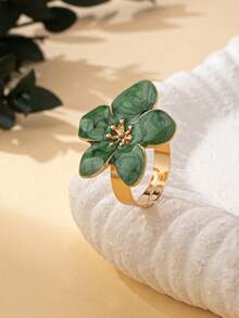 1 pieza Anillo de flor esmaltado ajustable para mujer, de moda y elegante, adecuado para uso diario - flores - Ver 12