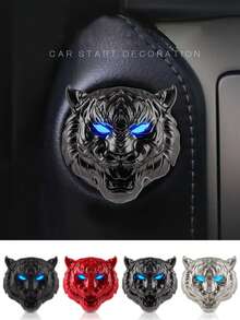 1 pieza Tapa de botón de encendido/apagado del motor 3D de metal - Textura de fibra de carbono, tapa protectora de aleación de zinc con tapa abatible, ajuste universal para el interior del automóvil, protección anti-error, círculo decorativo de inicio, mejoras para el interior del automóvil