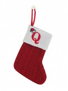 1 pezzo Calza natalizia lavorata a maglia con monogramma, calza natalizia piccola con lettere inglesi, calza natalizia appesa al camino a doppia faccia, per decorazione di feste, regali di Natale e Capodanno, calza natalizia personalizzata con iniziale, decorazioni natalizie per la famiglia, decorazioni per feste di compleanno, decorazioni natalizie per la casa, decorazioni per la stanza