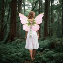 Fairy Wings With Green Leaves And Flowers, Butterfly Wing Cosplay Costume Accessory For Women - Hồng - Xem 4