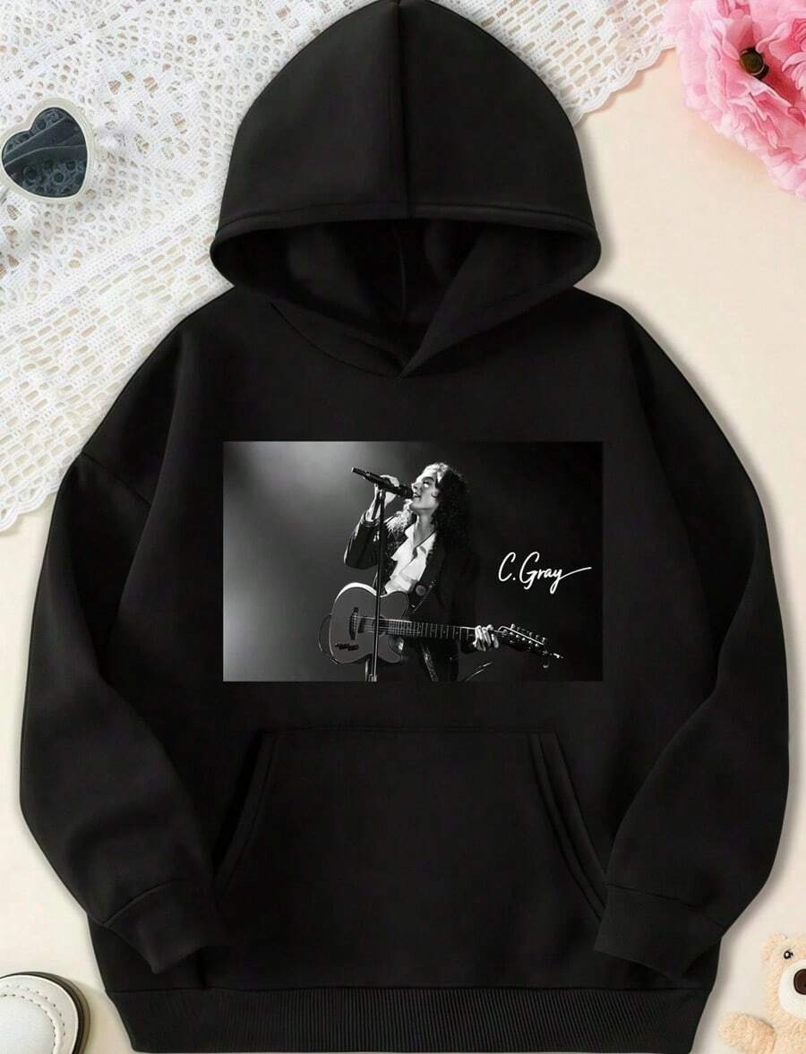 C.GrayVintage Pressed Relaxed Seating Botanical Floral Boho Cottagre Wildflowers Floral Gift For Fan Hoodie,Fall Hoodies,Men's Fall Clothes,Street Wear,Halloween,Mens Hoodies,Y2k Clothes,Jesus Hoodie,Thanksgiving Day,Nightmare Before Christmas,Christmas - màu đen - Xem 1