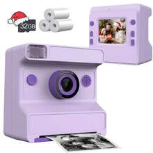 Aparat do natychmiastowych wydruków dla dzieci, prezent 2 w 1 do mediów społecznościowych: wielofunkcyjny aparat natychmiastowy dla dorosłych i dzieci z technologią bezatramentową – natychmiastowe robienie i drukowanie zdjęć/filmów w jakości 1080P HD, kreatywne filtry i naklejki, idealny w podróży, na imprezach, na Boże Narodzenie, na urodzinach – gotowy prezent dla niego, dla niej, nastolatków, par i przyjaciół (zawiera papier fotograficzny, akumulator 1300 mAh) [Aparat do natychmiastowych wydruków i przenośna drukarka]