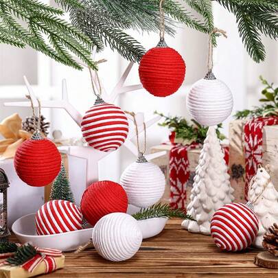 Christmas Hemp Rope Ball Ornaments Set Colorful Christmas Hanging Decorations For Christmas Tree