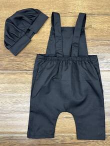 Strój szefa kuchni do fotografii noworodkowej, biało-czarny, zestaw czapki i kombinezonu szefa kuchni do zdjęć niemowlęcych, pamiątka rozwoju niemowlęcia