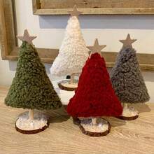 2 pièces/1 pièce Arbre de Noël en laine, fait main, décoration de table de Noël, arbre décoratif de style bohème, décorations de plateau de table en tissu, convient pour centre de table ou décorations de cheminée de style ferme pour les fêtes.