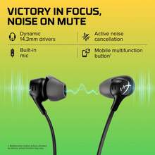 HyperX Cloud Earbuds II Professional Gaming Earbuds With 14mm Drivers For Immersive Sound Four Eartips Hard Shell Case 35mm Jack Built In Mic For PC Mobile - Black - View 7