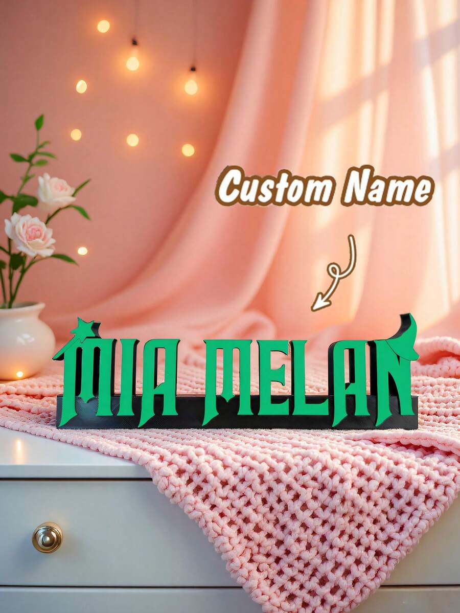 1PC Custom 3D Printed Wicked Style Nameplate, Personalized Nameplate, Perfect For The Avid Fan In Your Life, The Size Of The Nameplate Varies Depending On The Number Of Letters, Personalized Gift, Gift For Family And Friends, Christmas Gift.