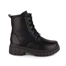Domidona Women's Children's Ankle Boots, Elegant And Comfortable, Fashionable Winter High-Top Tractor Boots - 黑色 - 查看 2