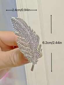 1 pieza Broche de mujer elegante y de moda con pluma de strass, alfiler de solapa de cheongsam, flor de pecho antideslizante de alta gama