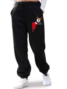 Customizable Women's Sweatpants - Add Your Photo Design, Comfortable Casual Sportswear For Running, Gym, Or Outdoor Activities Black - Black - View 4