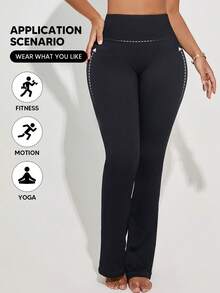 Women's Seamless Rib-Knit High Waist Flare Yoga Pants