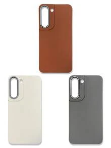 Funda de teléfono de lujo con textura de lichi de tacto suave, combinación de 3 colores para todas las estaciones, gris, marrón y beige, compatible con iPhone/Galaxy - Multicolor - Ver 22