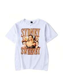Comfortable Summer Sydney Sweeney Vintage 90s T-Shirt Men And Men Short Sleeve T Shirt Unisex Sport Pullover Harajuku Outwear Tops - 白色 - 查看 1